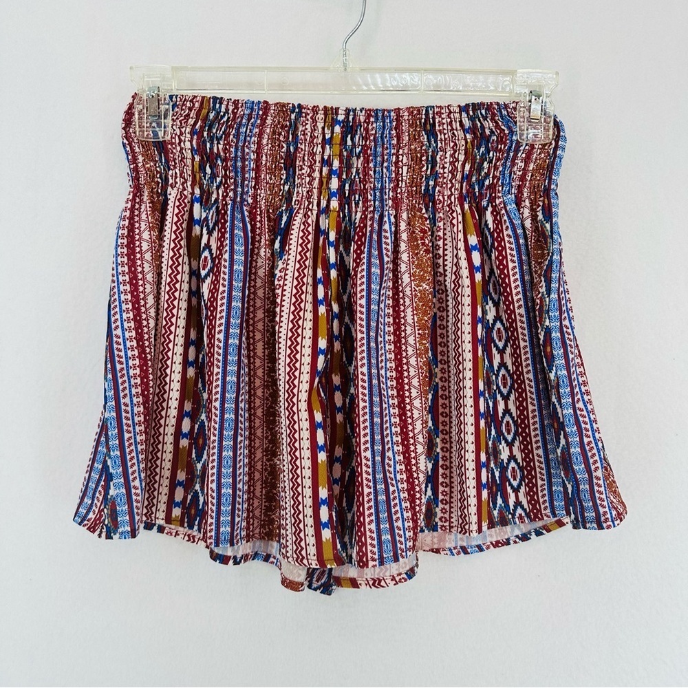 Tribal Boho‎ Print Summer Beach Shorts Womans L Red